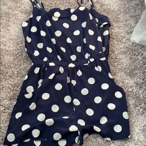 Blue polka dot romper